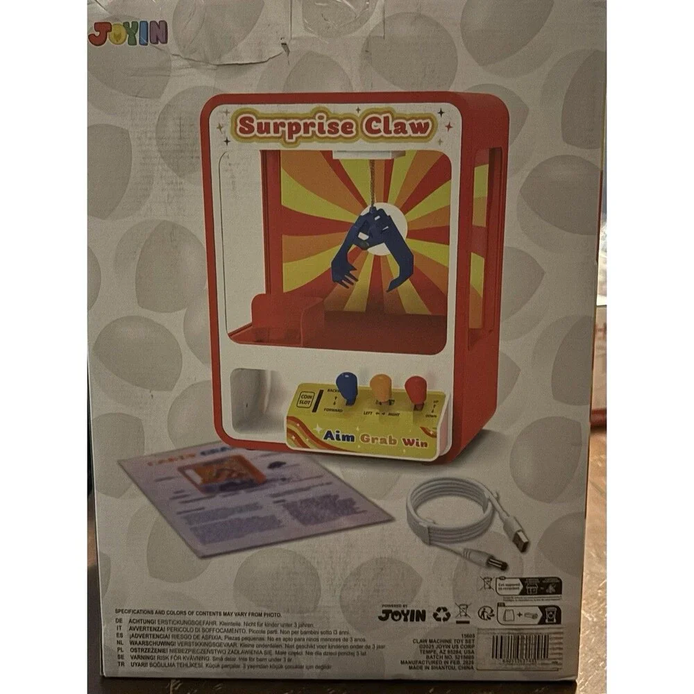 Joyin Surprise Claw Machine Electronic Game USB/Battery Powered, Sound, Age 3+